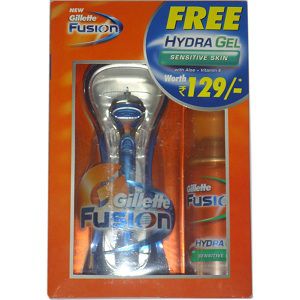 FREE Gillette Fusion Hydra Shave Gel for Sensitive Skin 50ml with Gillette Fusion Razor
