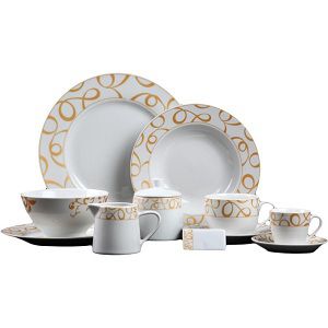Westwood Porcelain 67 Pcs Dinner Set - Amalfi Gold for 2500 Rs (Market Price 12499 Rs)