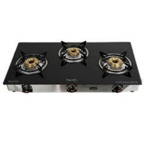 Buy Pigeon 3 Burner Glass top Gas Burner for Rs 2999 (Market Price Rs 5990)