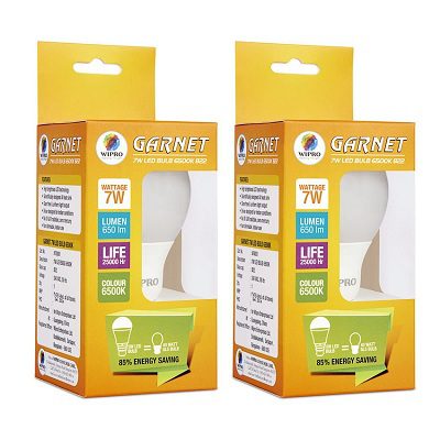 Wipro 7W LED Bulb 6500K Pack of 2 for Rs 399 (Market Price Rs 950)